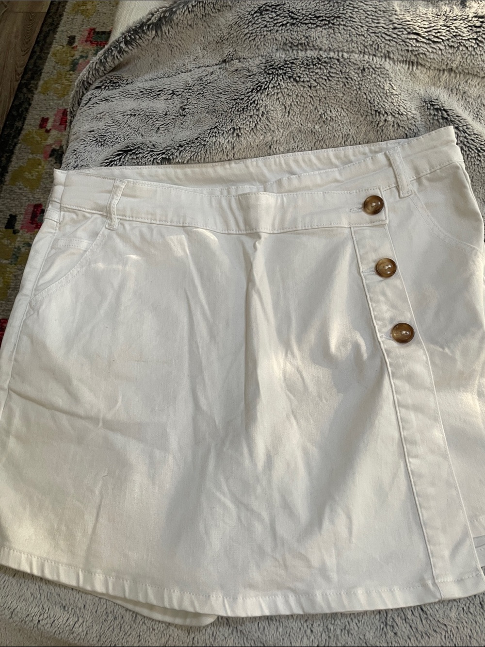 Tribal White Casual Skort with Label Detail